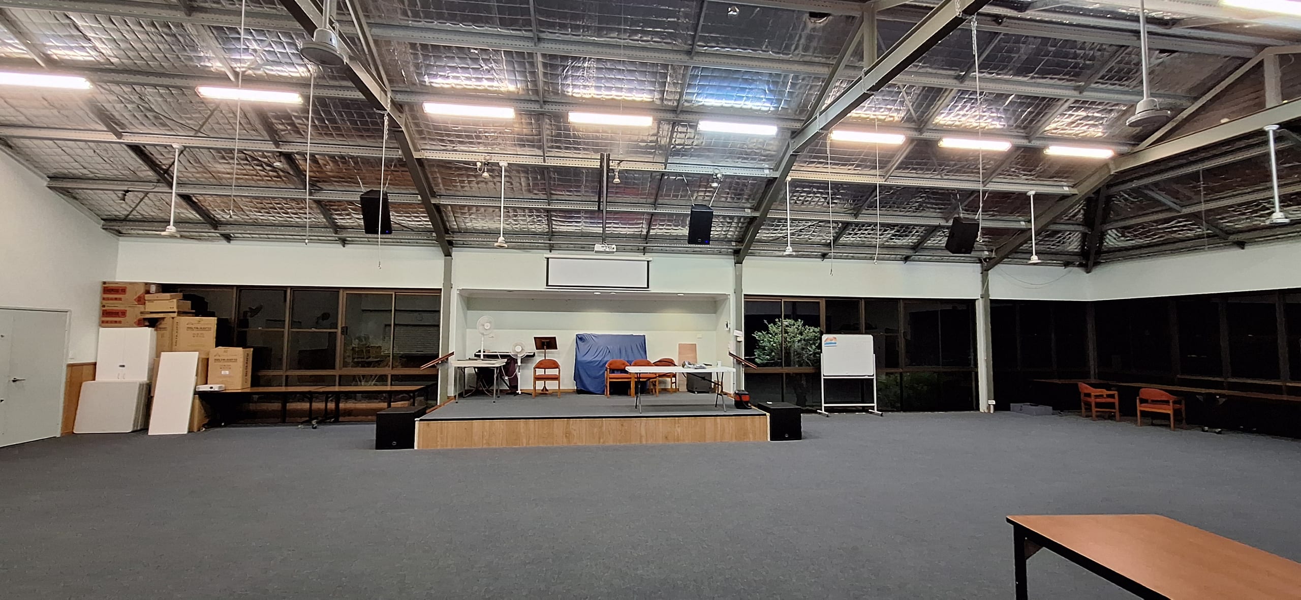 Speaker system installation in church hall